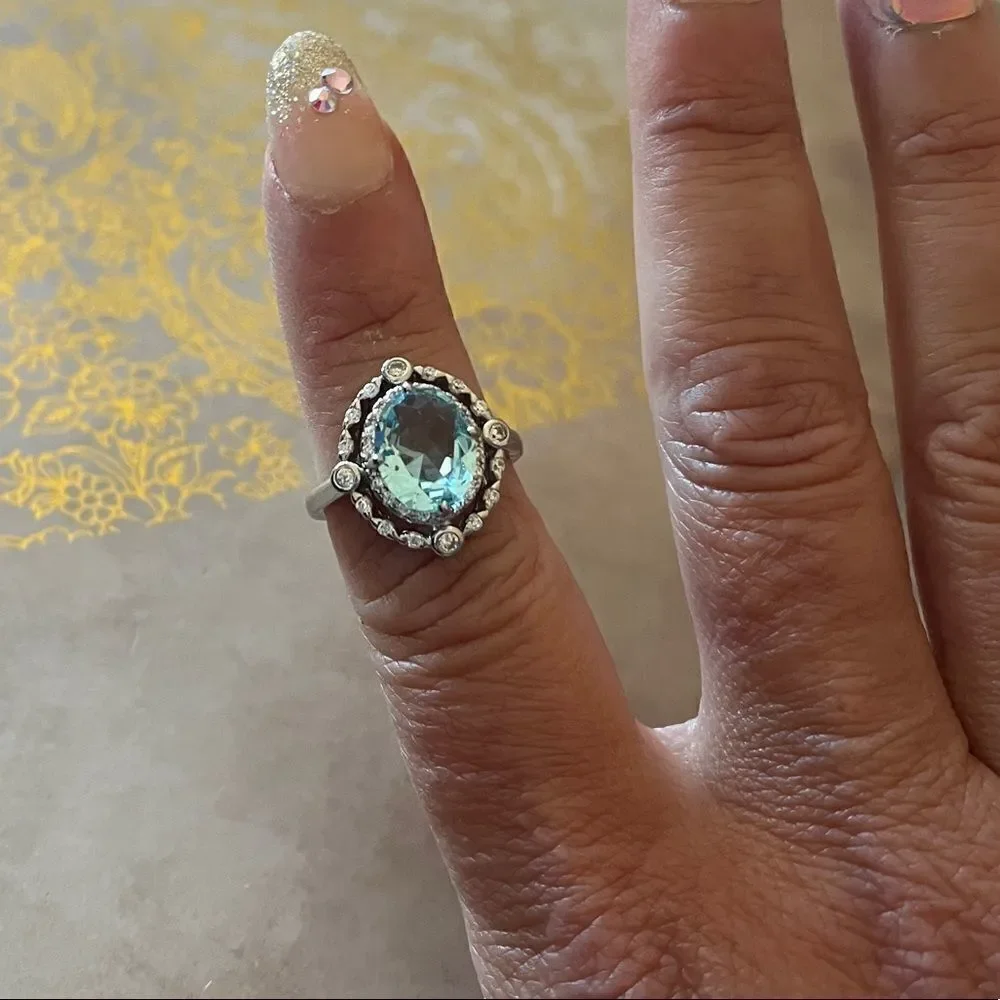 The Marina Statement Ring in Topaz and 925 sz 8